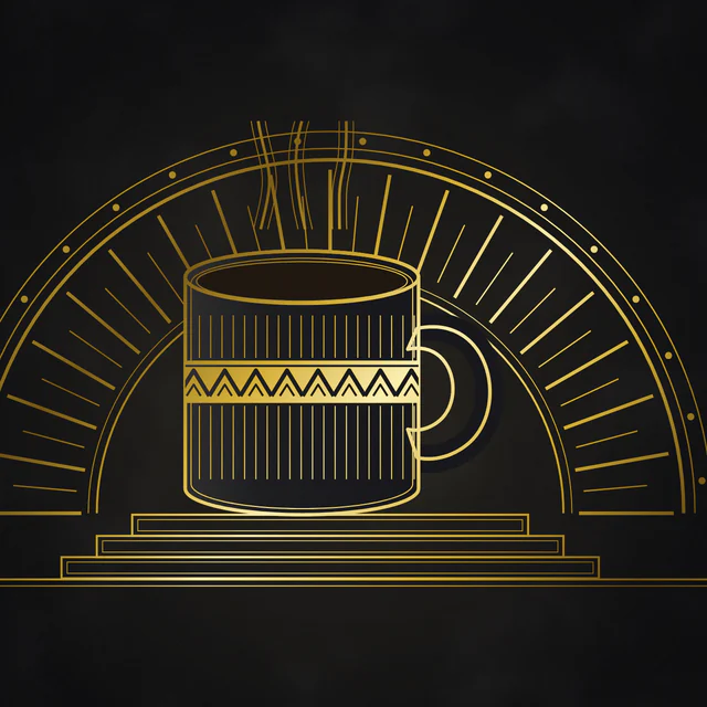 Art deco: Gold lines, fans and symmetry.
