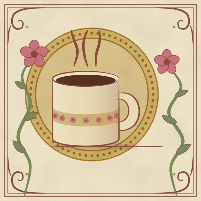 Art nouveau: Flowing lines, flowers and ornate frames.