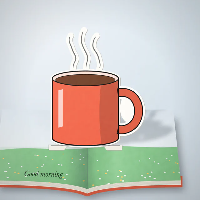 Pop up book: Pages open and the scene stands up.