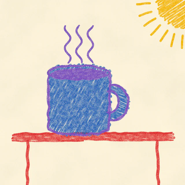 Crayon: Waxy scribbles, like a child's drawing.