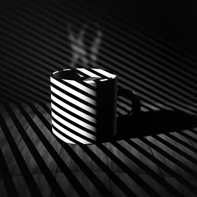 Film noir: Black and white with hard shadows.