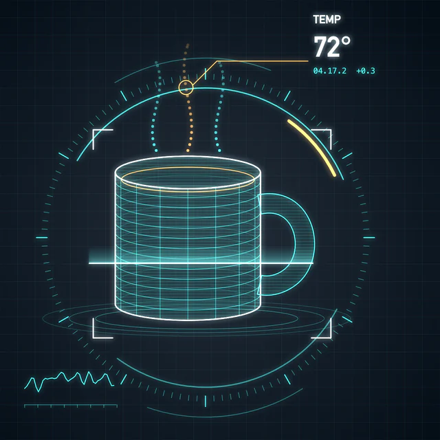 Sci fi interface: Thin lines, dials and readouts.