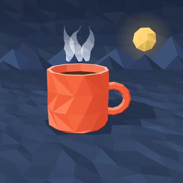 Low poly: Faceted shapes built from triangles.