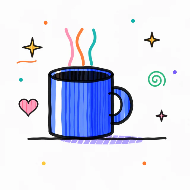 Marker doodles: Thick felt tip doodles in bright colours.