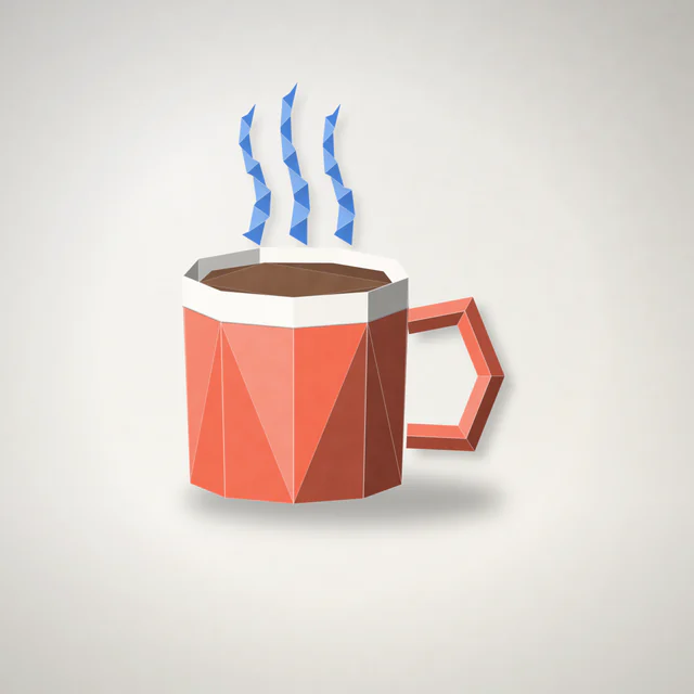 Origami: Folded paper with sharp creases.