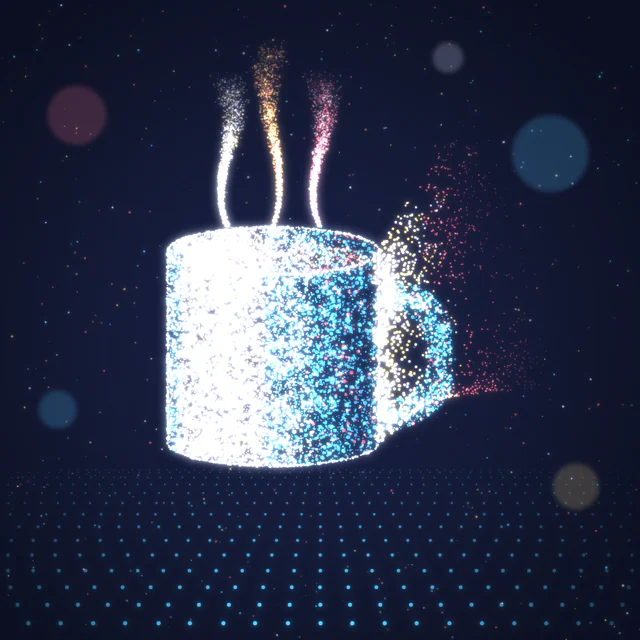 Particles: Thousands of dots forming shapes.