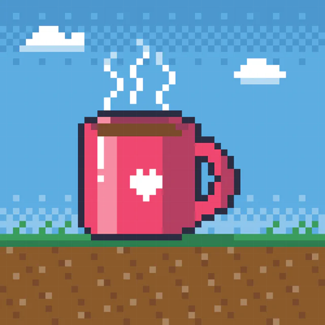 Pixel art: Chunky 8 bit pixels.