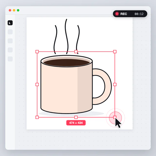 Screen recording: Your real screens with a moving cursor.