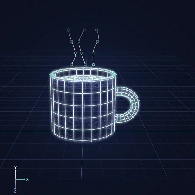 Wireframe: Line meshes with no surfaces.
